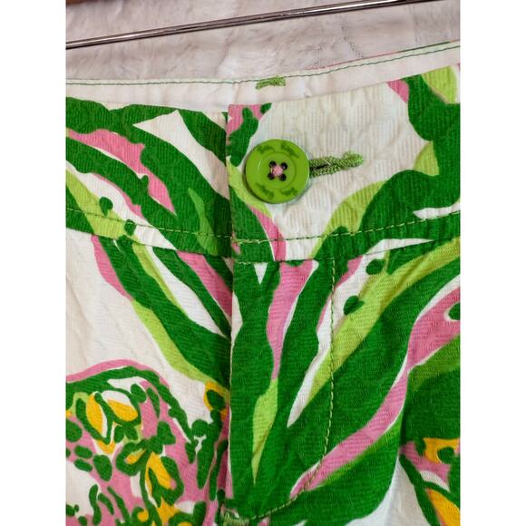 Lilly Pulitzer Callahan Shorts 100% Cotton Green Print 5” Inseam Women Size 00 - Picture 4 of 10